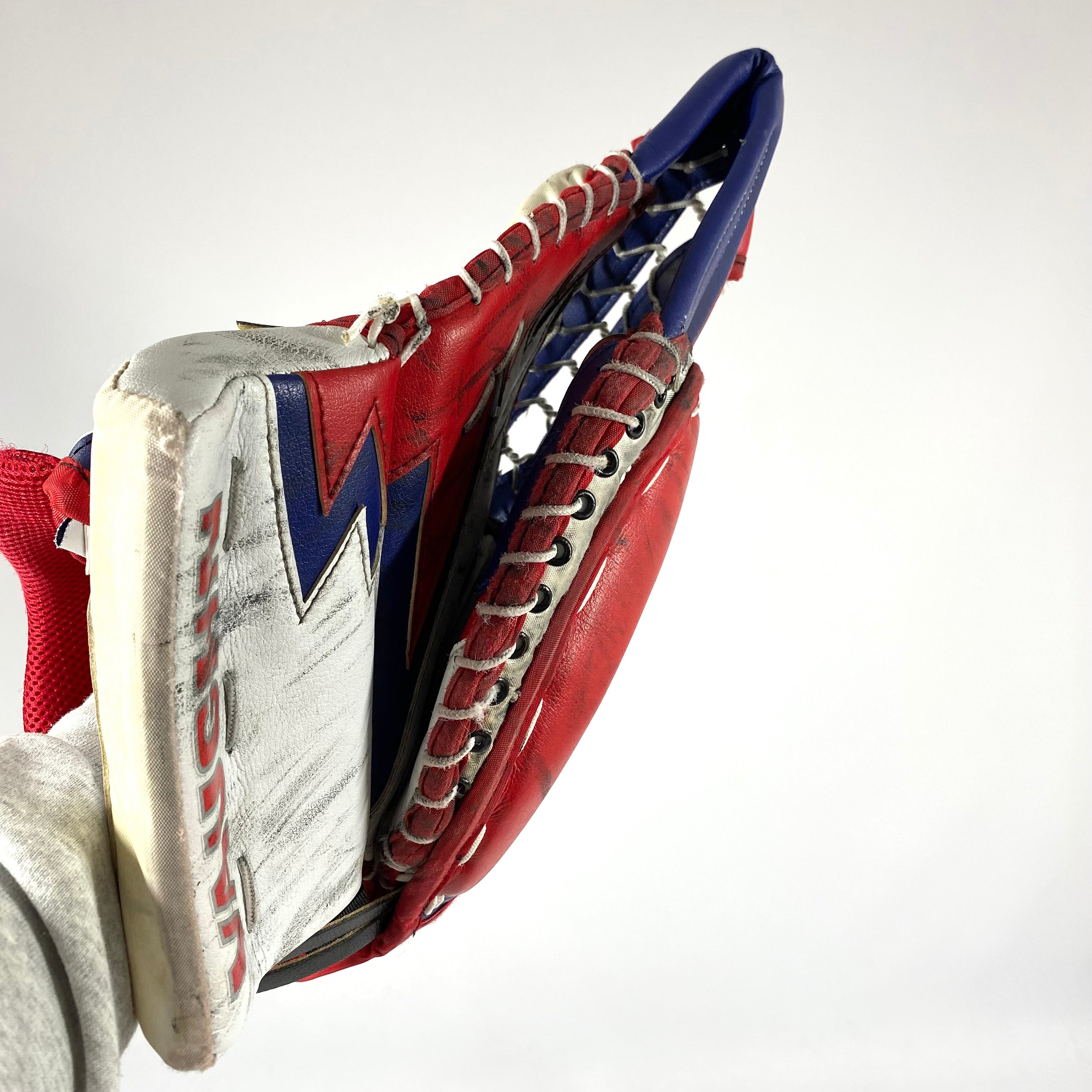 Vaughn Velocity V9 - Gant de gardien de but Pro Stock d'occasion (rouge/bleu/blanc)