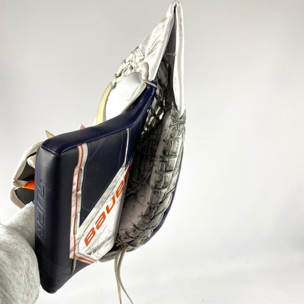 Bauer Supreme Mach - Used Pro Stock Goalie Glove (White/Orange/Navy)