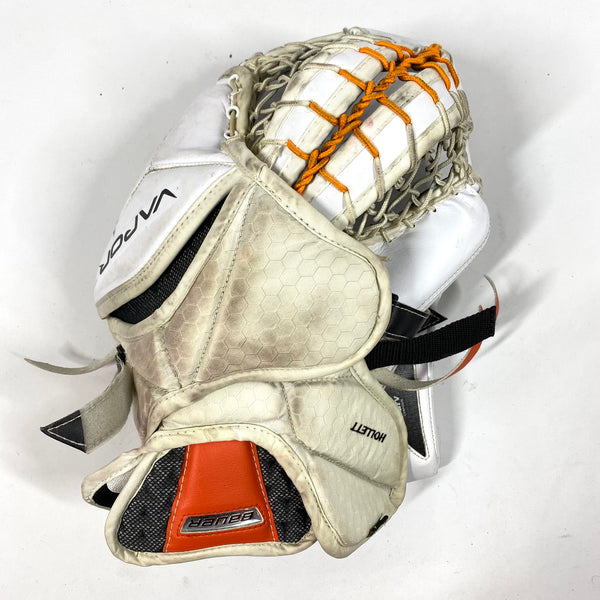 Bauer Vapor Hyperlite - Used Pro Stock Goalie Glove (White/Orange/Black)