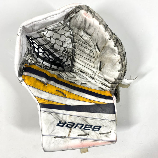 Bauer Supreme Mach - Used Pro Stock Goalie Glove (White/Yellow/Black)