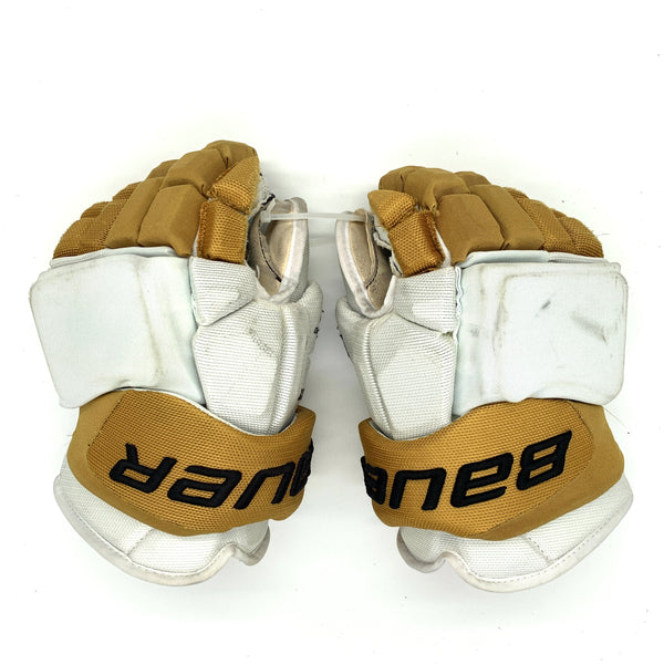 Bauer Vapor 1X Lite Pro - Used NHL Pro Stock Gloves - Vegas Golden Knights - Alec Martinez (White/Gold)