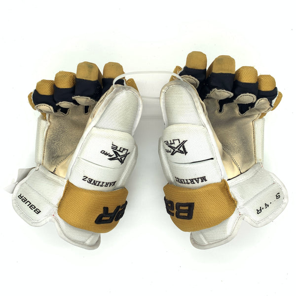 Bauer Vapor 1X Lite Pro - Used NHL Pro Stock Gloves - Vegas Golden Knights - Alec Martinez (White/Gold)