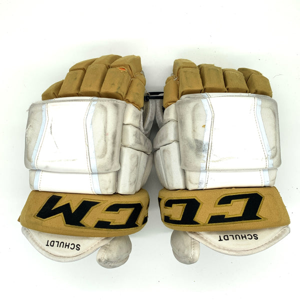 CCM HG97 - Used NHL Pro Stock Gloves - Vegas Golden Knights -Jimmy Schuldt (White/Gold)