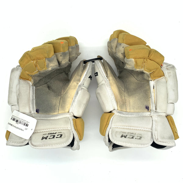 CCM HG97 - Used NHL Pro Stock Gloves - Vegas Golden Knights -Jimmy Schuldt (White/Gold)