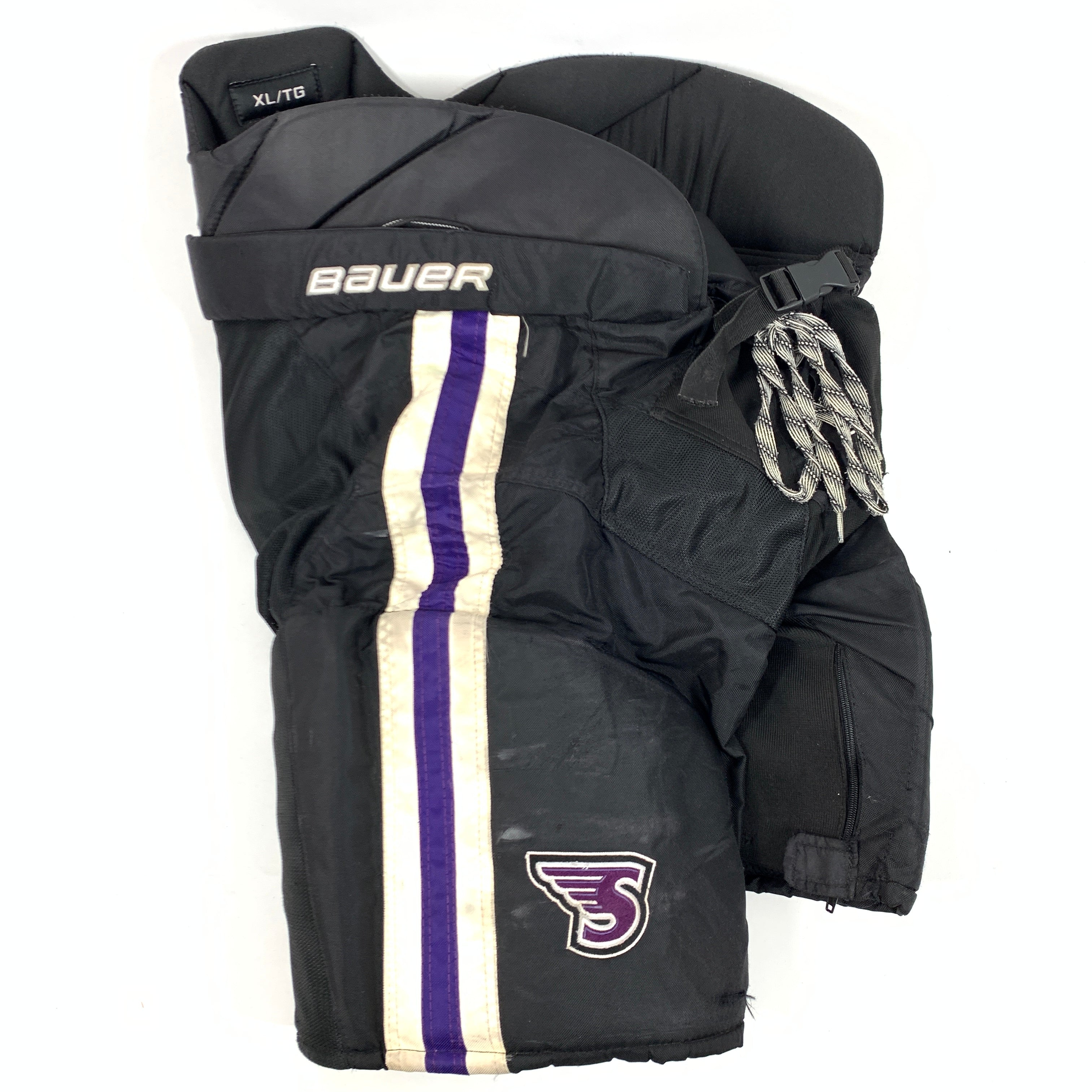 Bauer Supreme - Pantalon NCAA Pro Stock d'occasion (noir/violet)