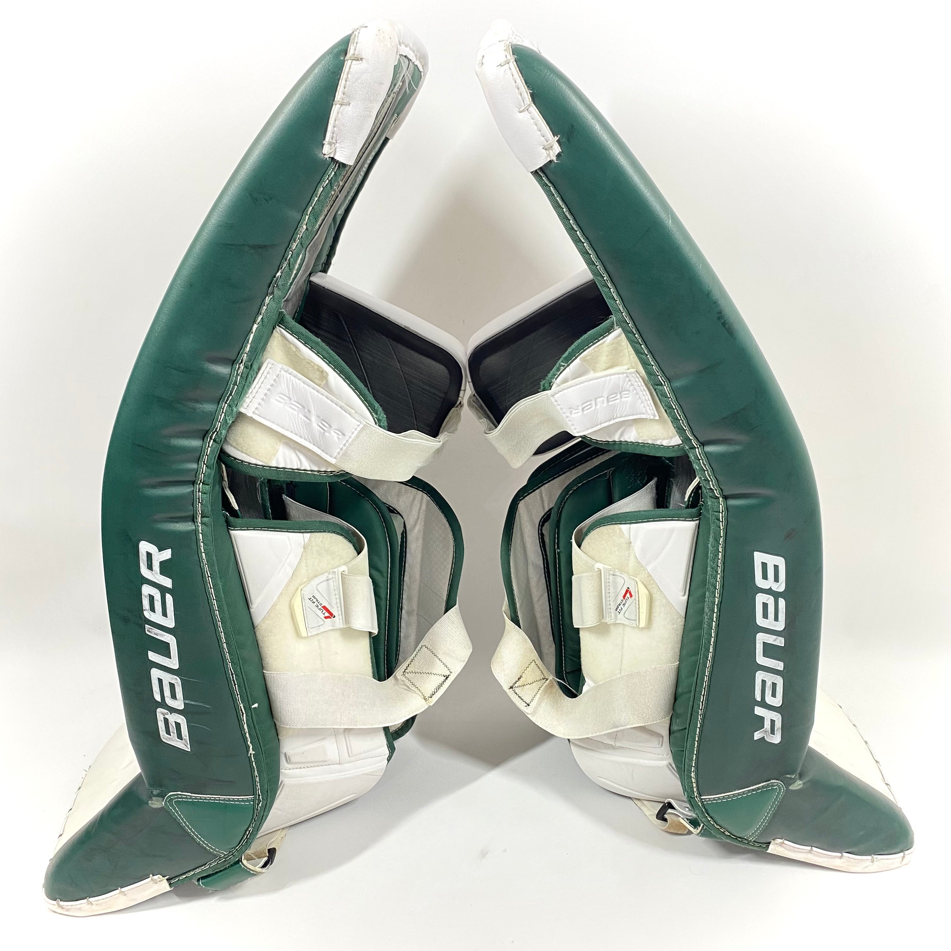 Bauer Supreme Ultrasonic - Jambières de gardien de but Pro Stock d'occasion (blanc/vert)