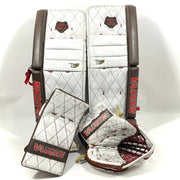 Vaughn Velocity V7 - Jambières de gardien de but Pro Stock d'occasion - Ensemble complet (blanc/marron/rouge)