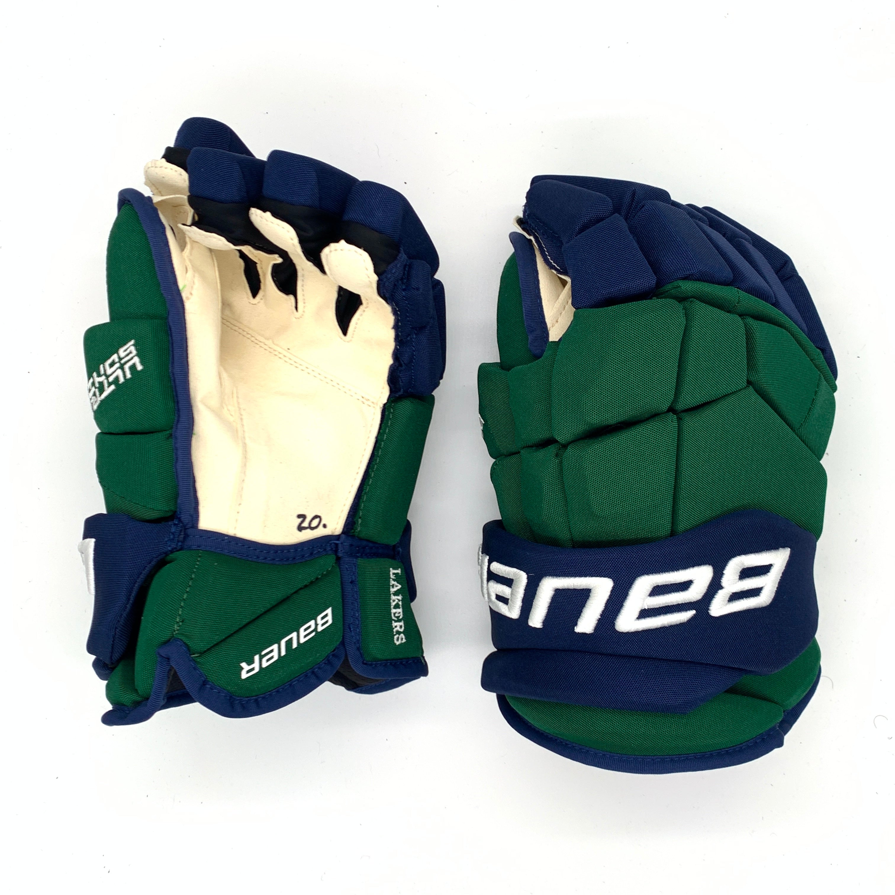 Bauer Supreme Ultrasonic - Gants Pro d'occasion haut de gamme (vert/bleu)