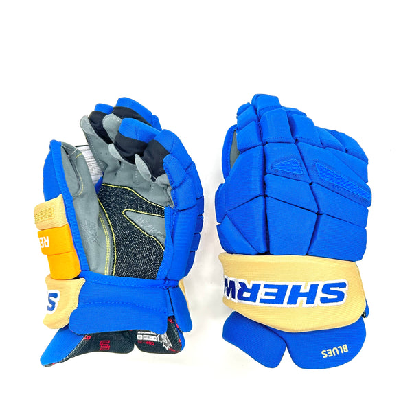 Sherwood Rekker Legend Pro - NHL Pro Stock Glove - St. Louis Blues (Blue/Yellow/Beige)