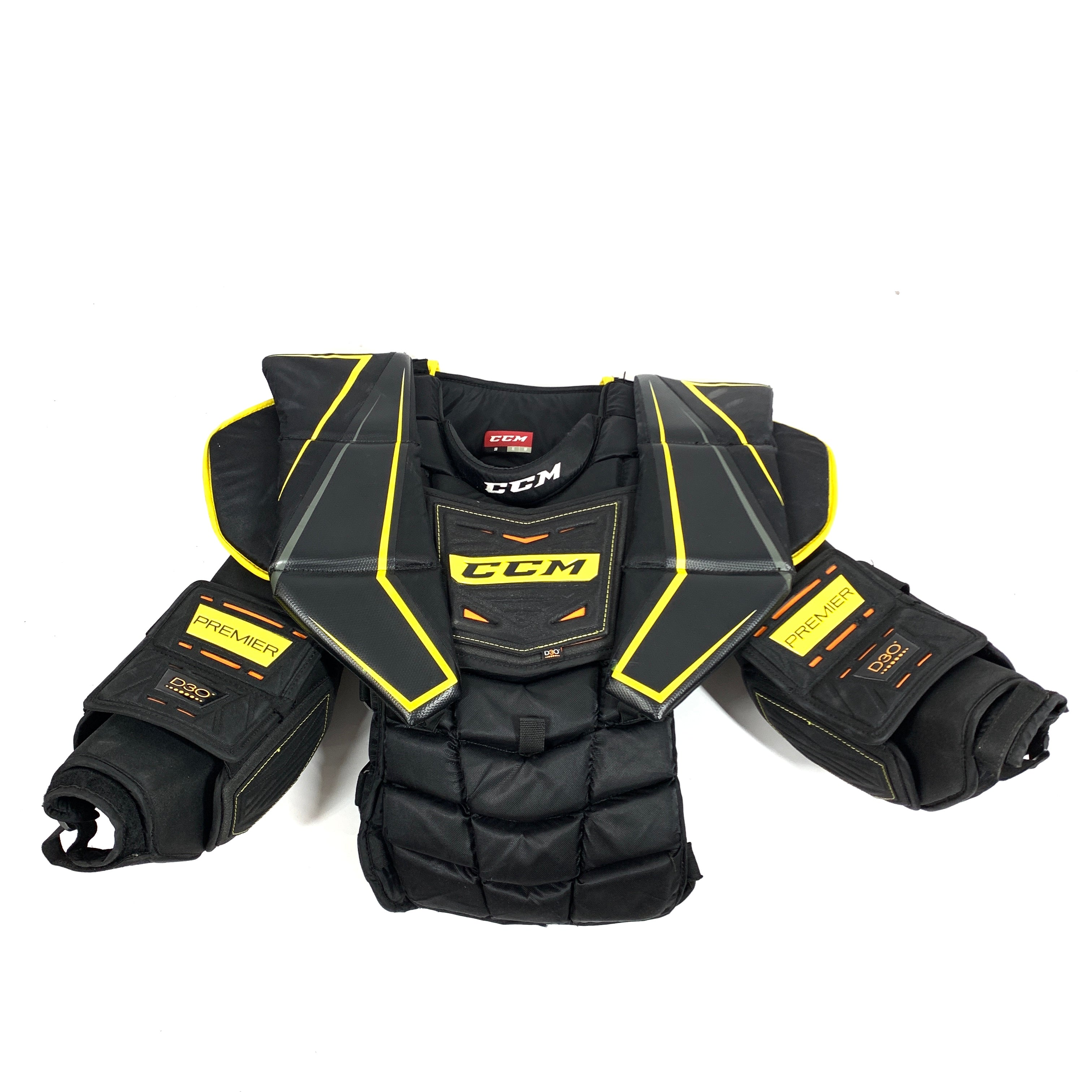 CCM Premier - Plastron de gardien de but Pro Stock d'occasion (noir/jaune)