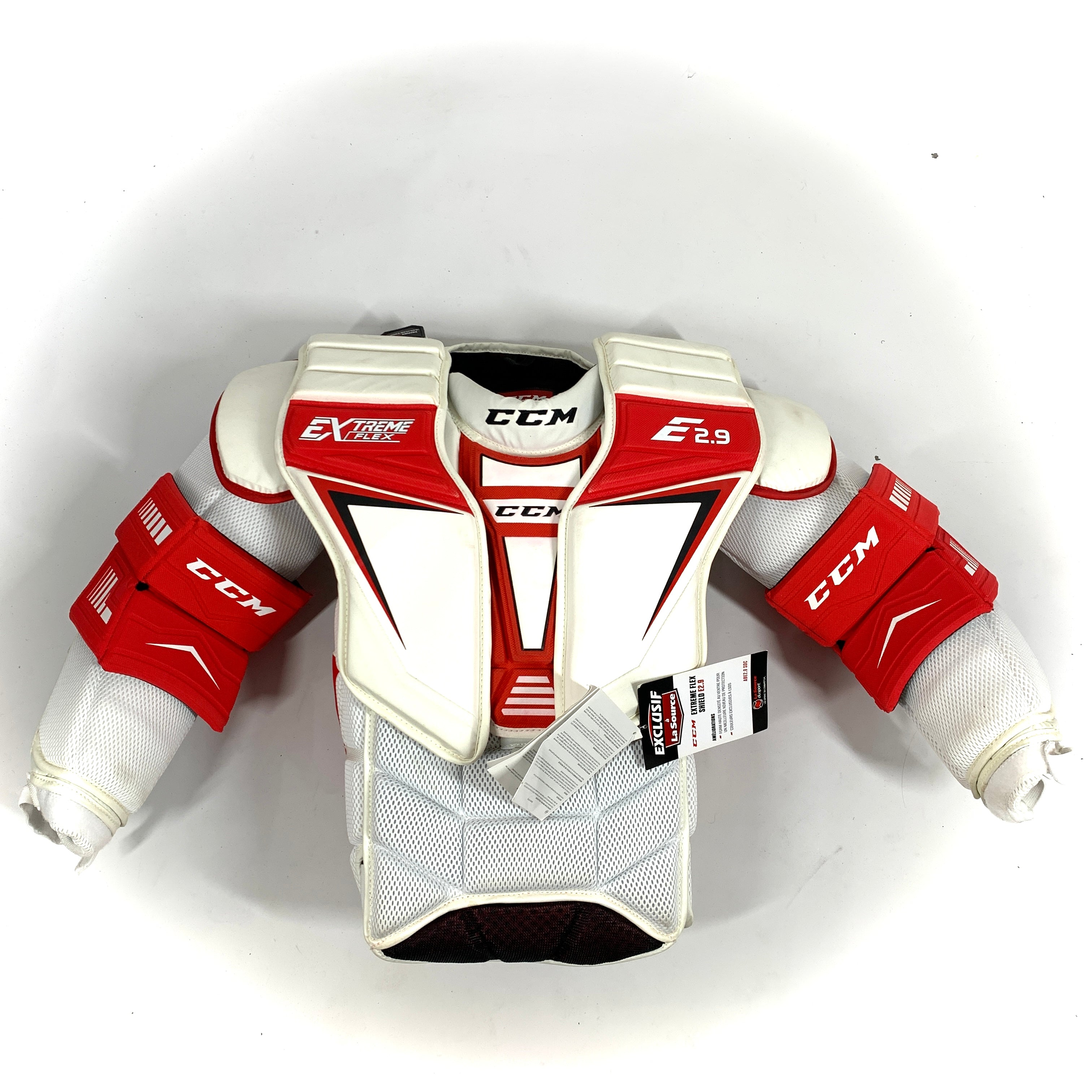 CCM Extreme Flex 2.9 - Plastron de gardien de but Pro Stock (blanc/rouge) - Intermédiaire