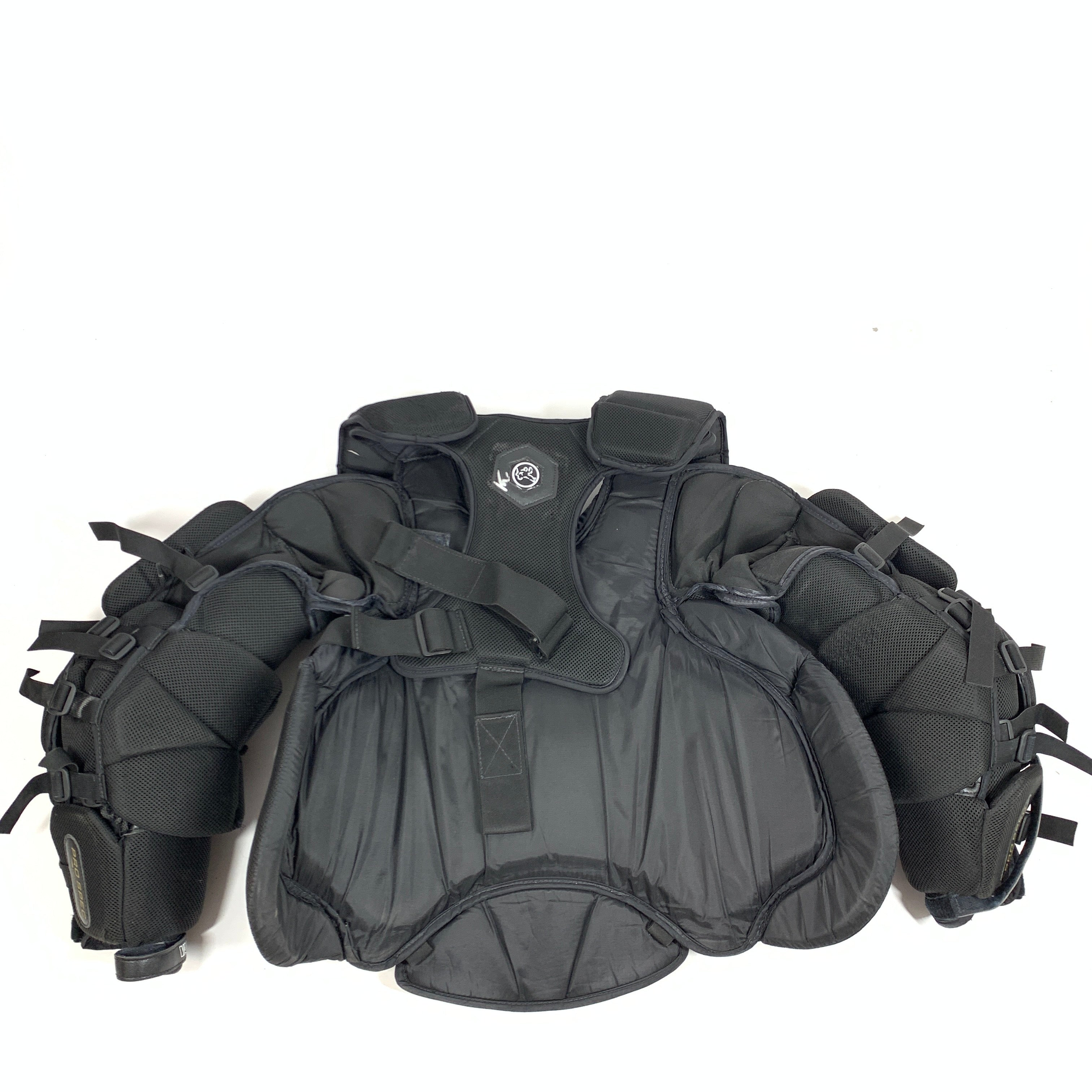 Vaughn Velocity V9 - Plastron de gardien de but Pro Stock d'occasion (noir/blanc/jaune)