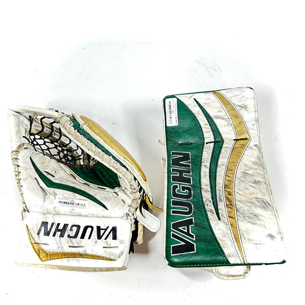 Vaughn Velocity V7 Pro XF Carbon - Pro Stock Goalie Pads - Full Set (White/Green/Gold)