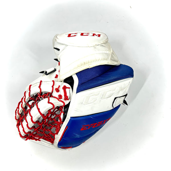 CCM Extreme Flex 5 - Used Pro Stock Goalie Glove - (Blue/Red/White)
