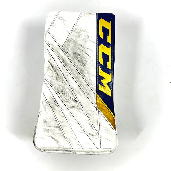 CCM Extreme Flex 5  - Used Goalie Blocker (White/Navy/Gold)