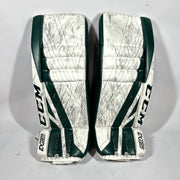 CCM Extreme Flex 4 - Jambières de gardien de but NCAA Pro Stock Senior d'occasion (blanches/vertes)