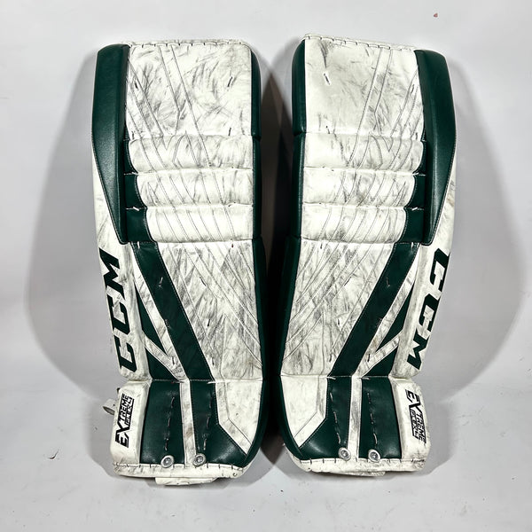 CCM Extreme Flex 4 - Used NCAA Pro Stock Senior Goalie Pads (White/Green)