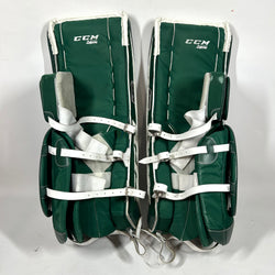 CCM Extreme Flex 4 - Jambières de gardien de but NCAA Pro Stock Senior d'occasion (blanches/vertes)