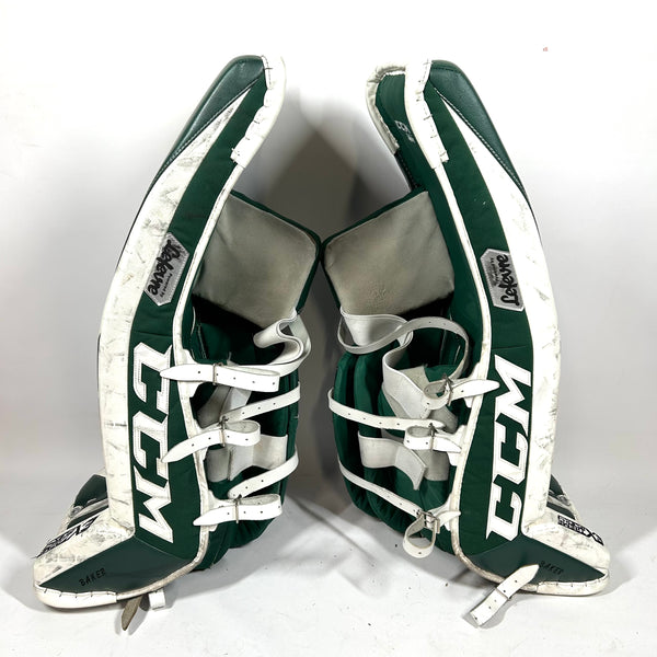 CCM Extreme Flex 4 - Used NCAA Pro Stock Senior Goalie Pads (White/Green)