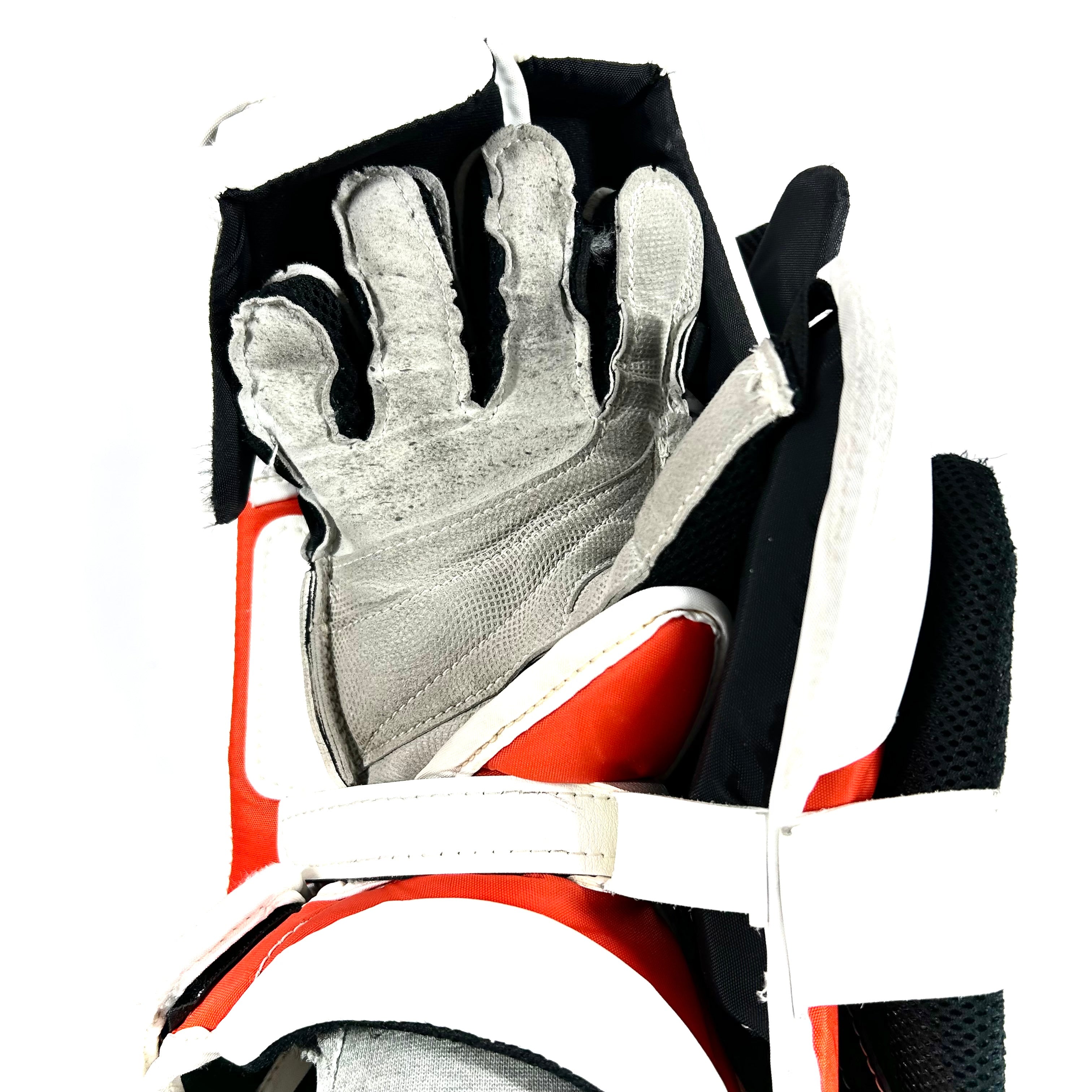 True L20.2 - Used Pro Stock Goalie Blocker (White/Black/Orange)