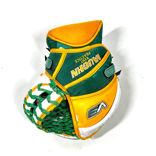 Vaughn Velocity V9 - Used Pro Stock Goalie Glove (White/Green/Yellow)