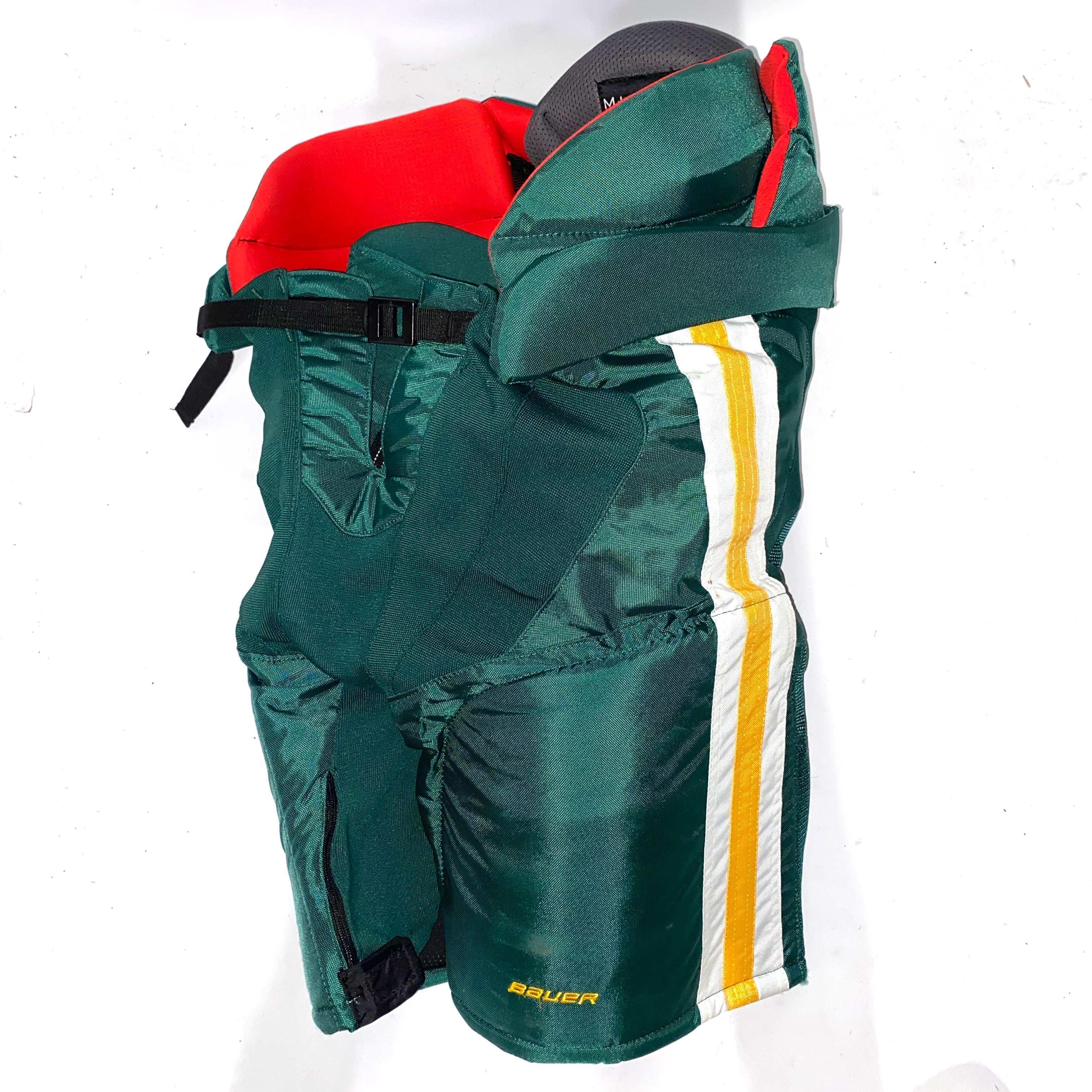 Bauer Vapor - Pantalon de hockey NCAA Pro Stock d'occasion (vert/jaune/blanc)