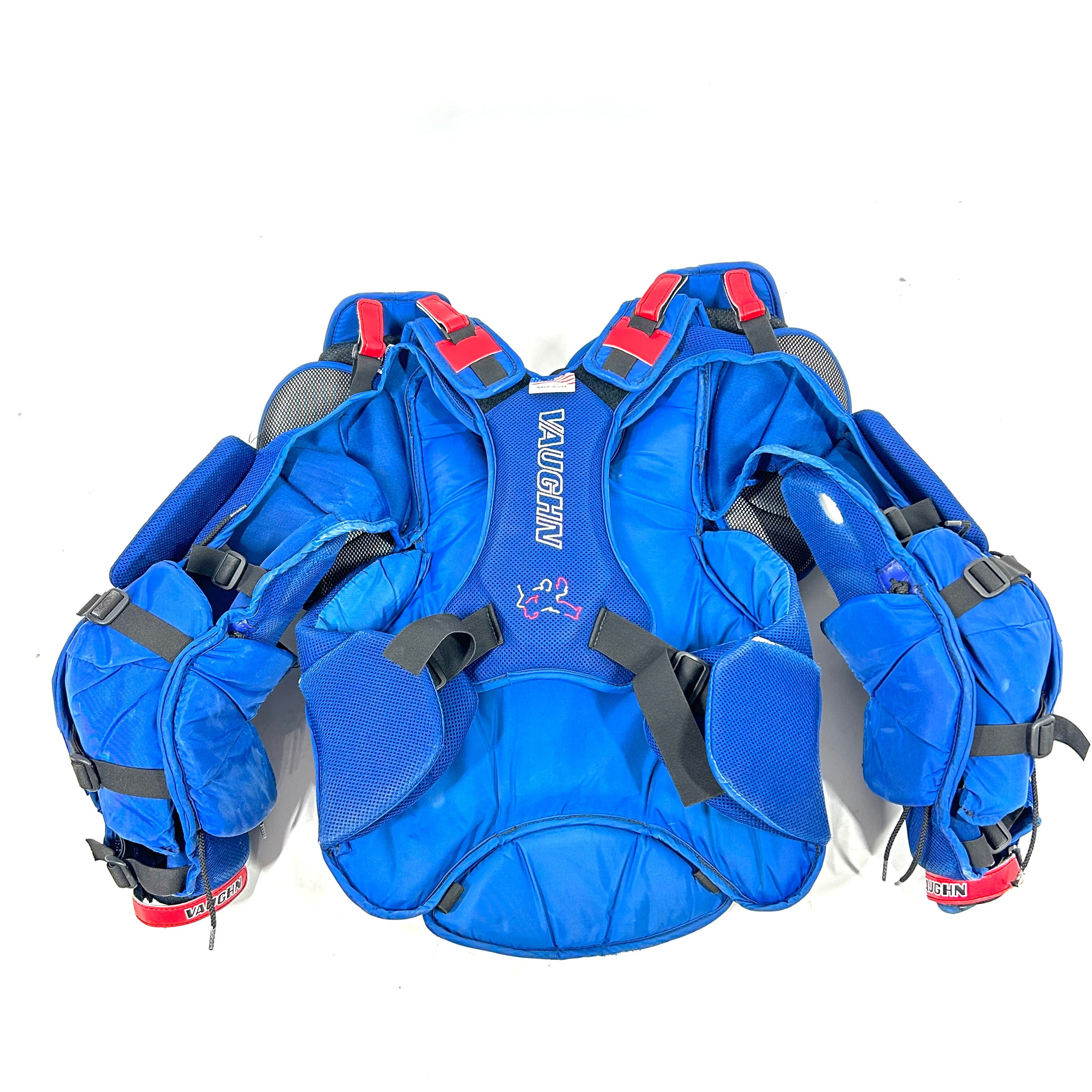 Vaughn VE8 Used Pro Stock Goalie Chest Protector (Blue/Red)