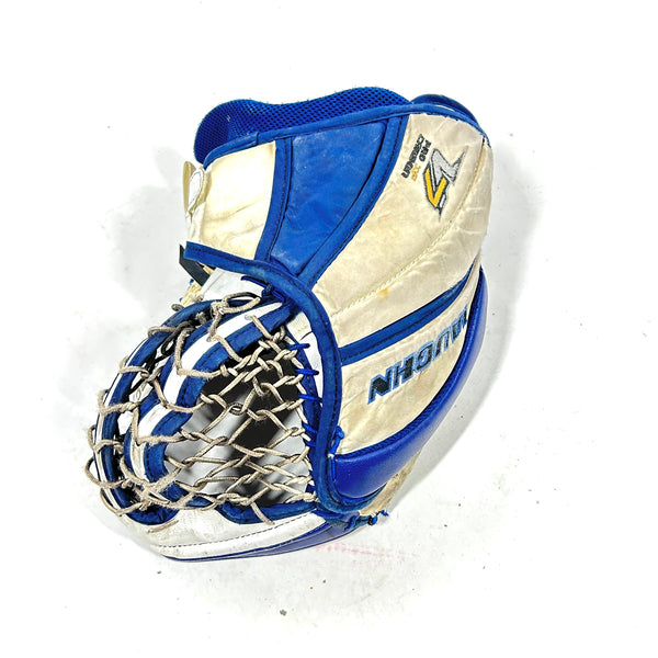 Vaughn V7- Used Pro Stock Goalie Glove (White/Blue)