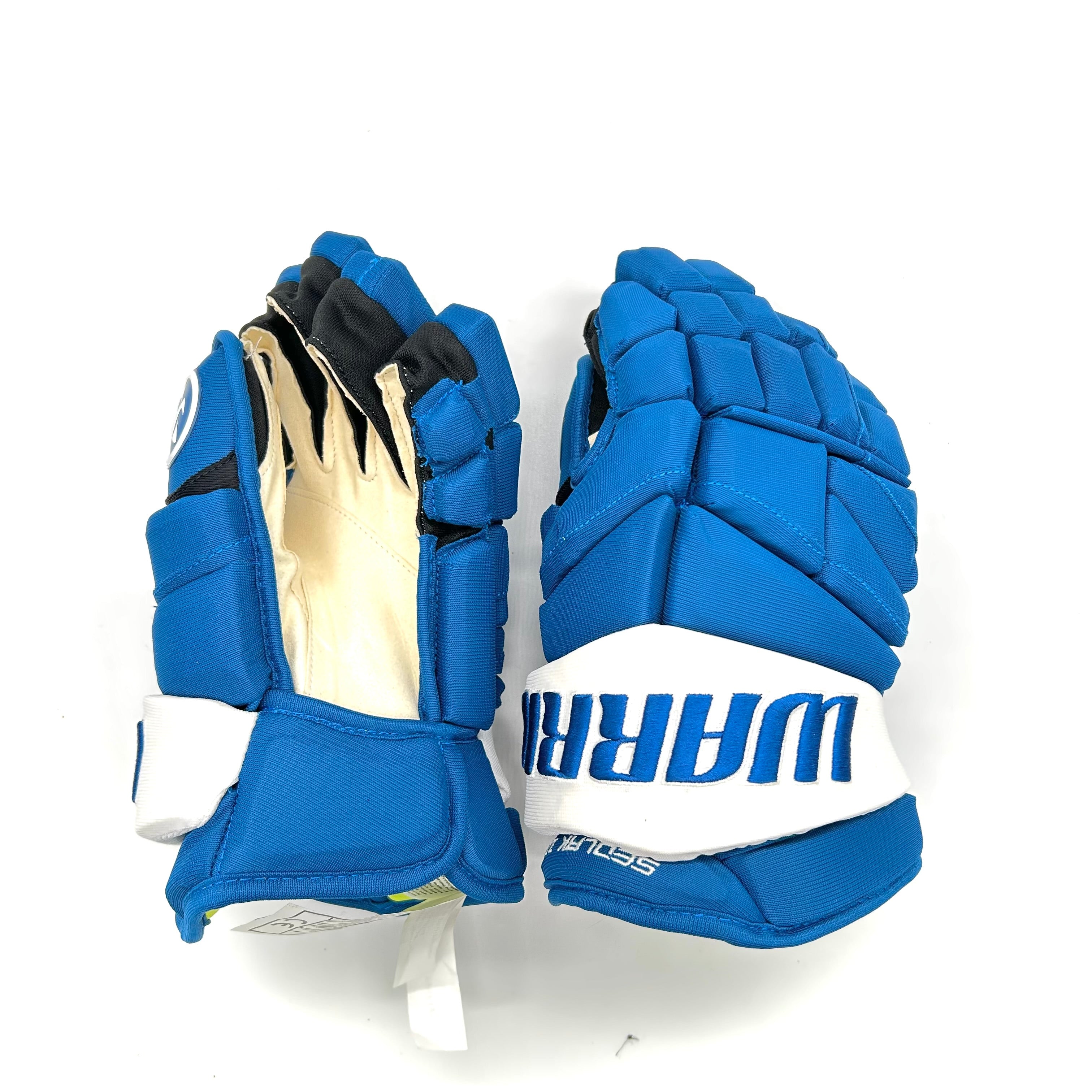 Warrior Alpha LX Pro – Gant NHL Pro Stock – Lukas Sedlak (Bleu/Blanc)