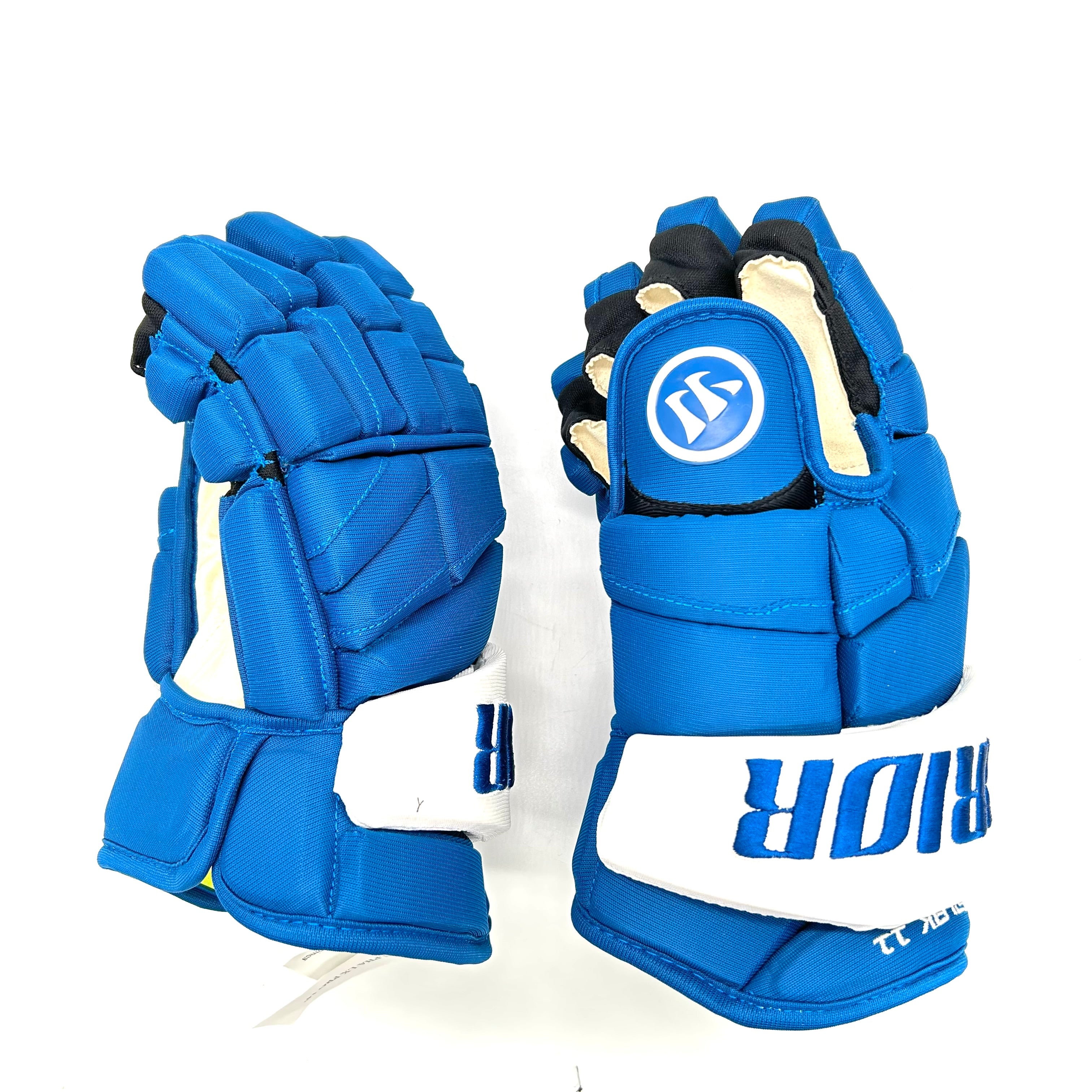 Warrior Alpha LX Pro – Gant NHL Pro Stock – Lukas Sedlak (Bleu/Blanc)