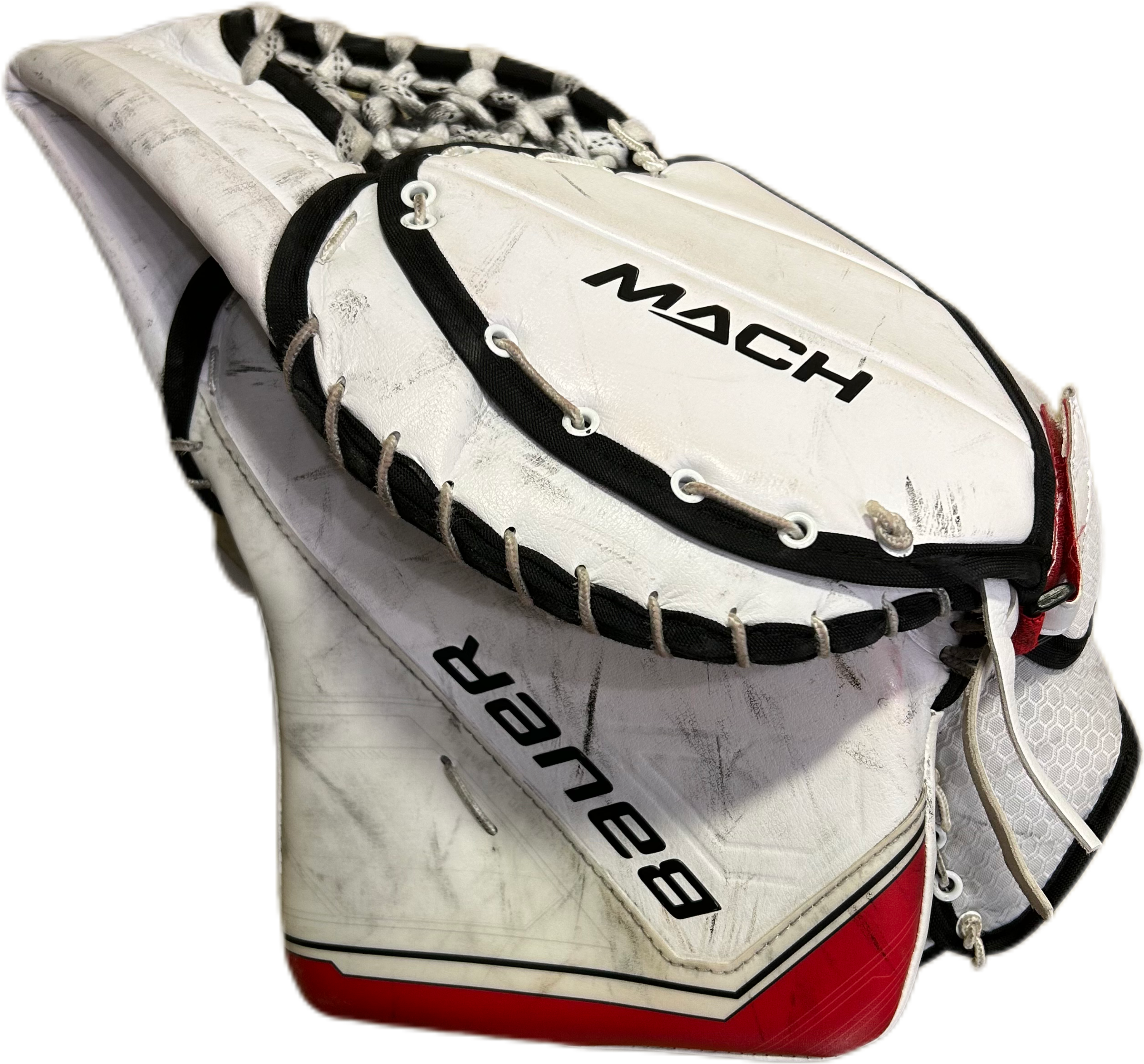 Bauer Supreme Mach - Ensemble complet Pro Stock d'occasion (blanc/rouge/noir)