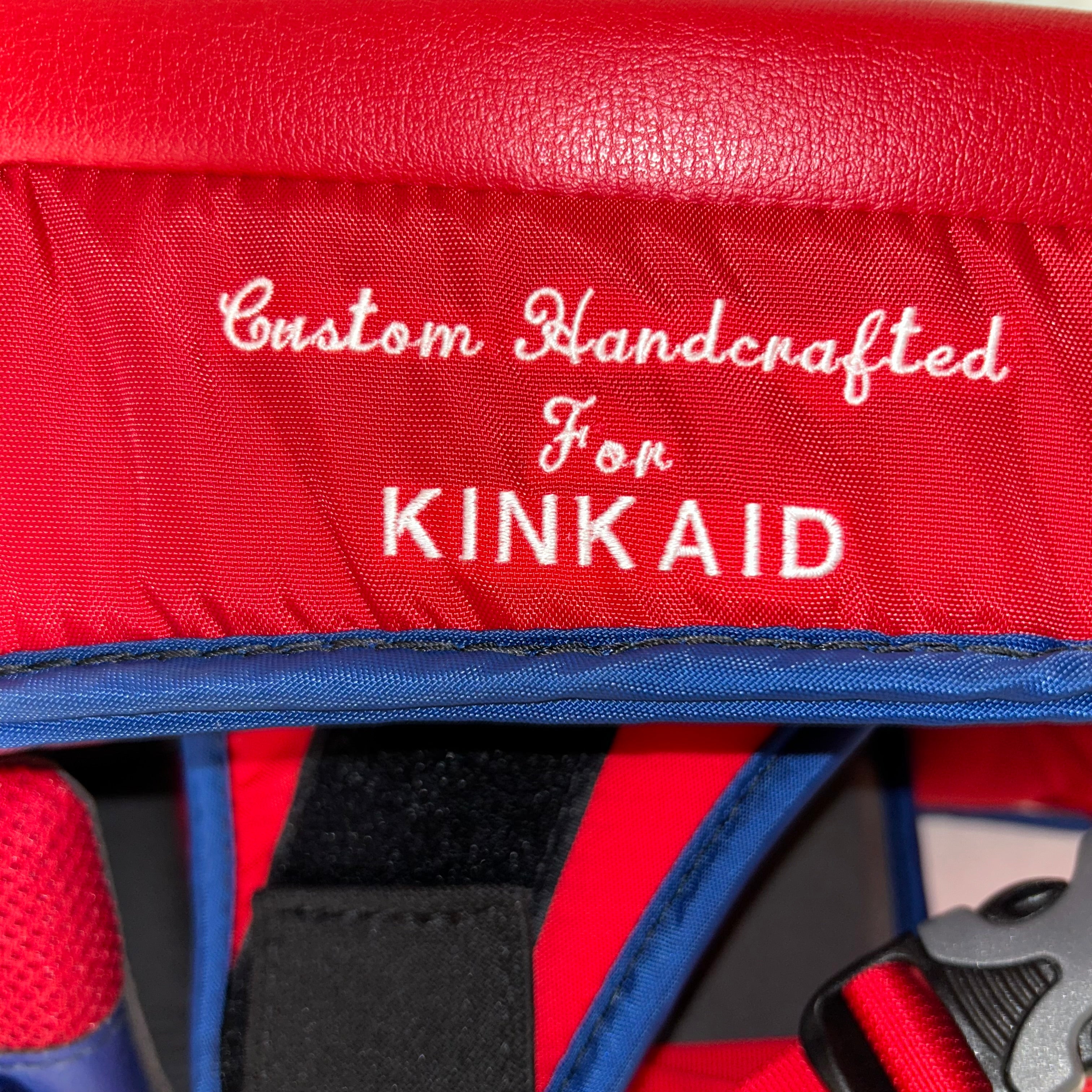 Vaughn Velocity V9 - Jambières de gardien de but professionnelles NHL - Keith Kinkaid (rouge/bleu)