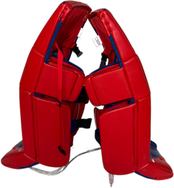 Vaughn Velocity V9 - NHL Pro Stock Goalie Pads - Keith Kinkaid (Red/Blue)
