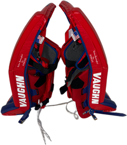Vaughn Velocity V9 - NHL Pro Stock Goalie Pads - Keith Kinkaid (Red/Blue)