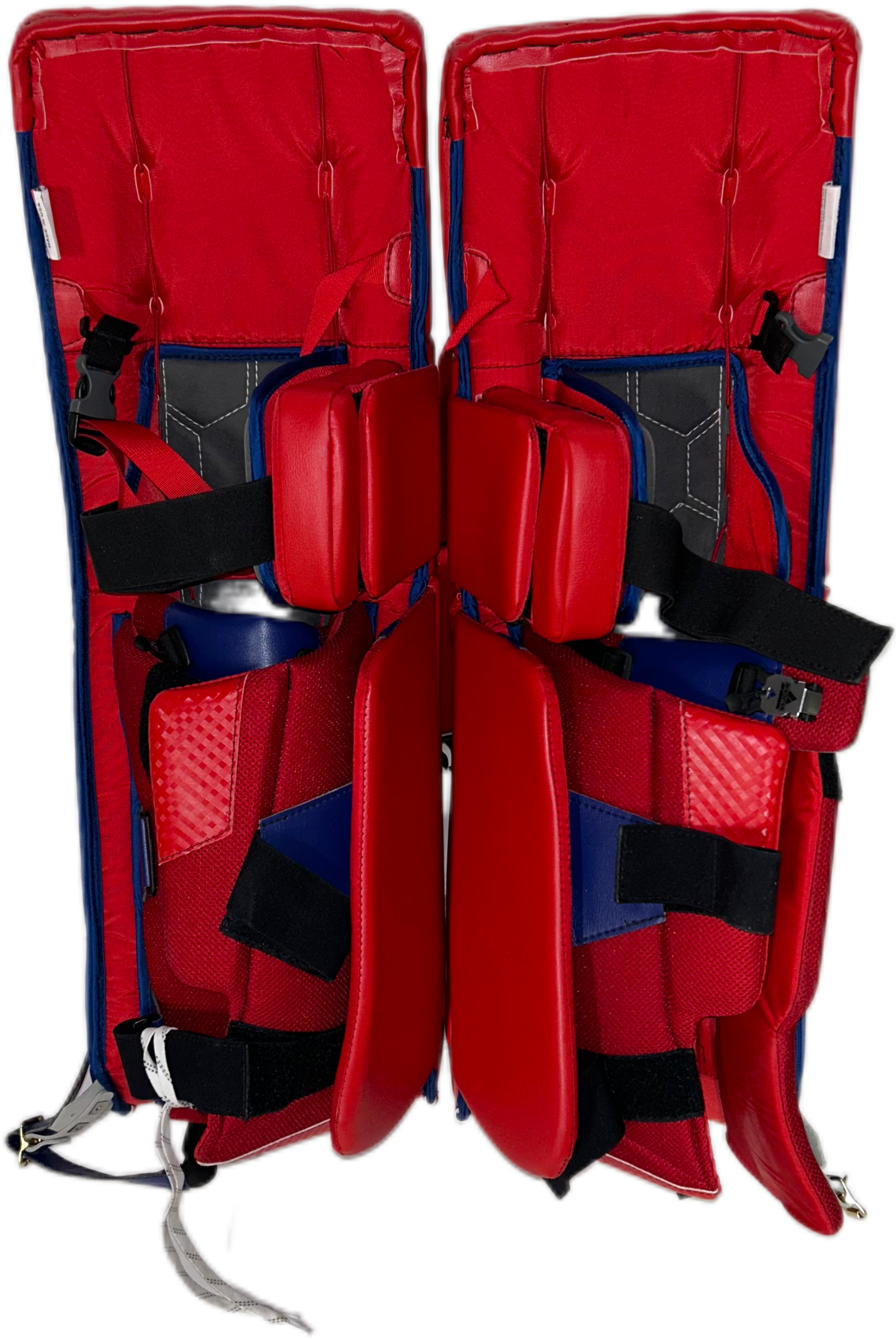 Vaughn Velocity V9 - Jambières de gardien de but professionnelles NHL - Keith Kinkaid (rouge/bleu)