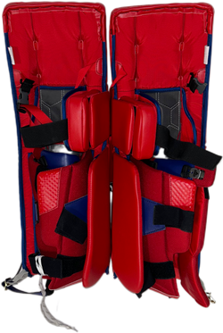 Vaughn Velocity V9 - NHL Pro Stock Goalie Pads - Keith Kinkaid (Red/Blue)