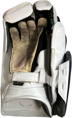 Bauer Vapor Hyperlite 2 - Used Pro Stock Goalie Blocker (White/Navy)