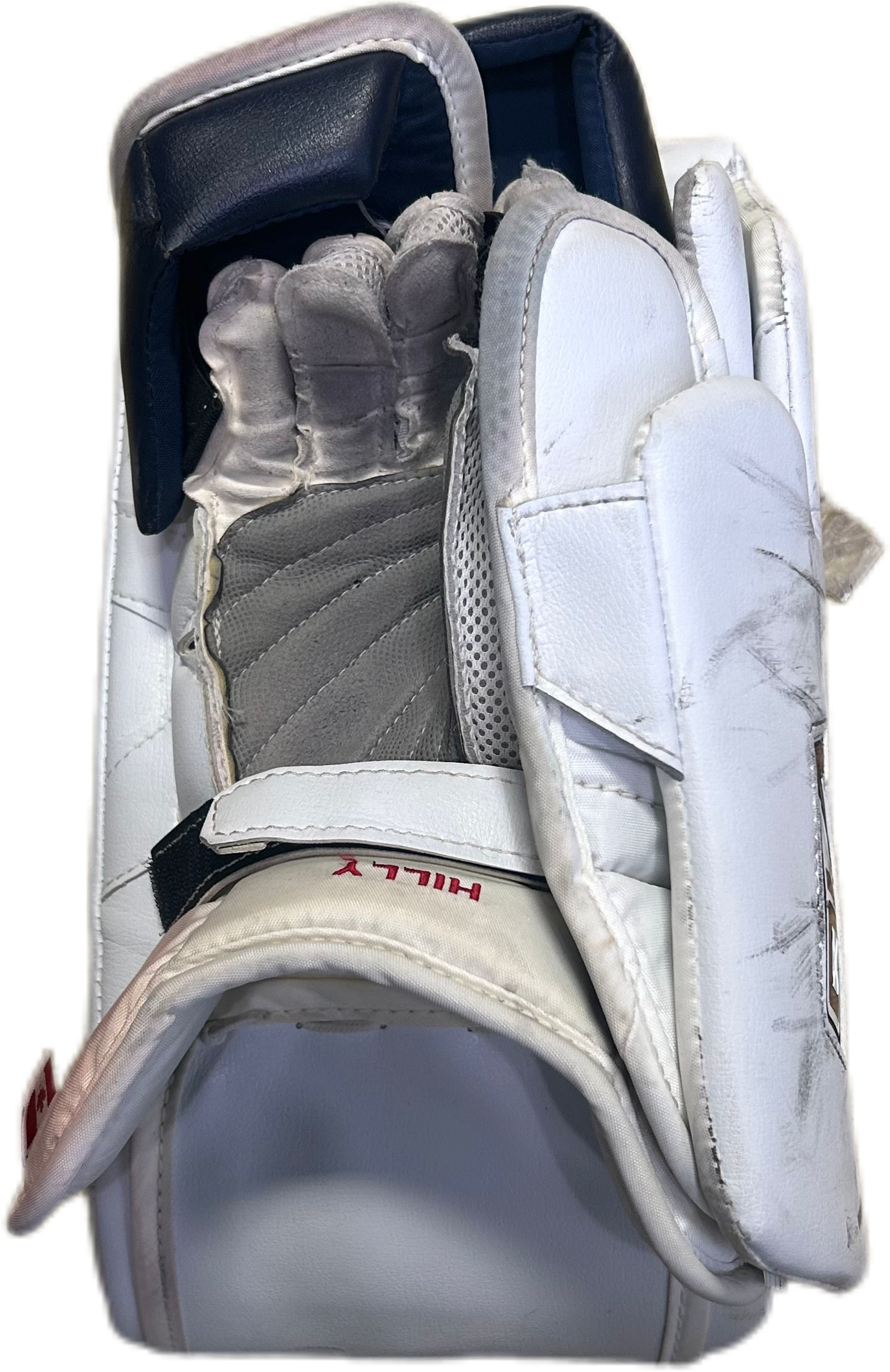 Vaughn Velocity V10 - Ensemble complet de gardien de but Pro Stock d'occasion (blanc/bleu marine/jaune)