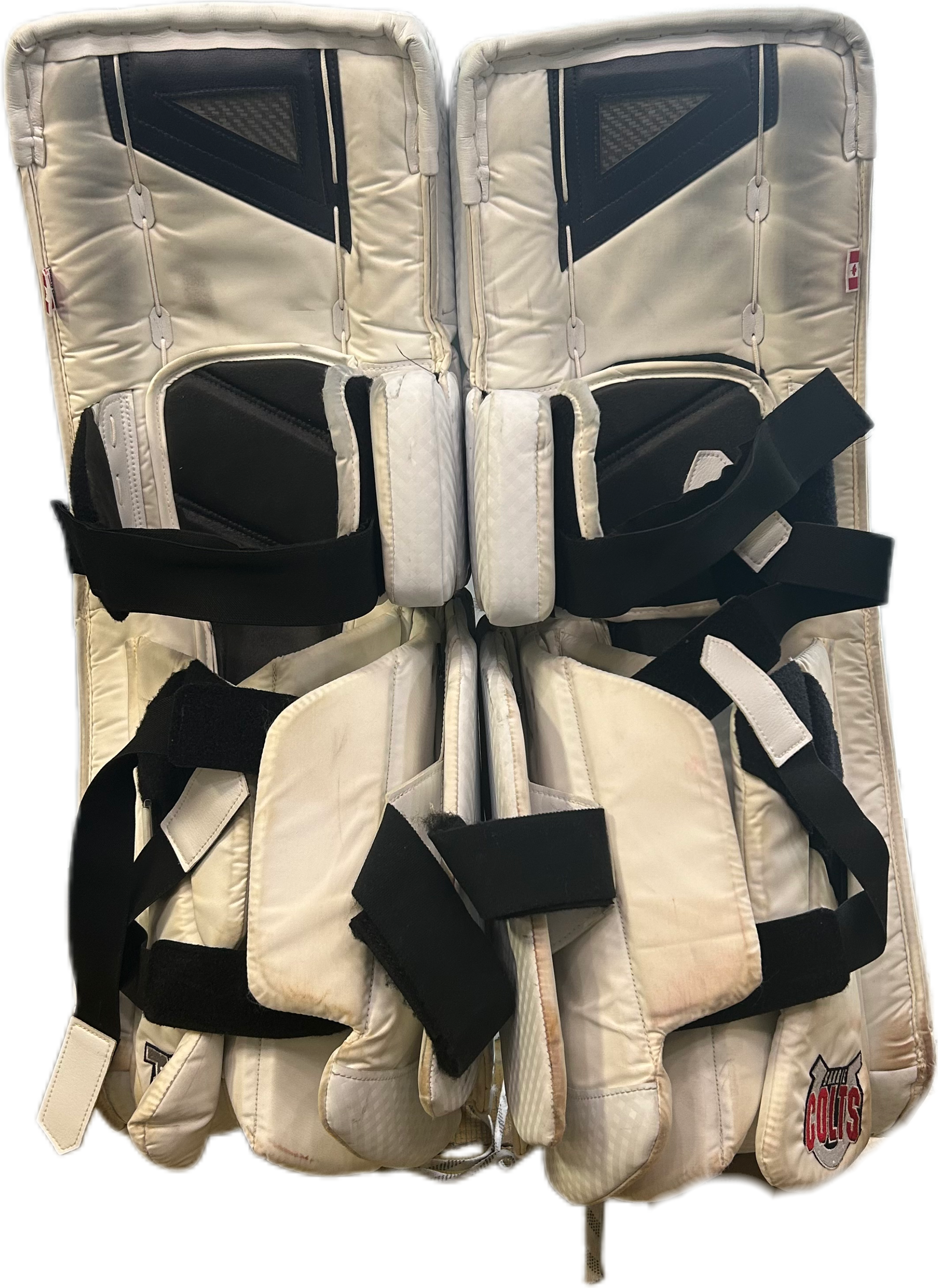 Vaughn Velocity V10 - Ensemble complet de gardien de but Pro Stock d'occasion (blanc/bleu marine/jaune)