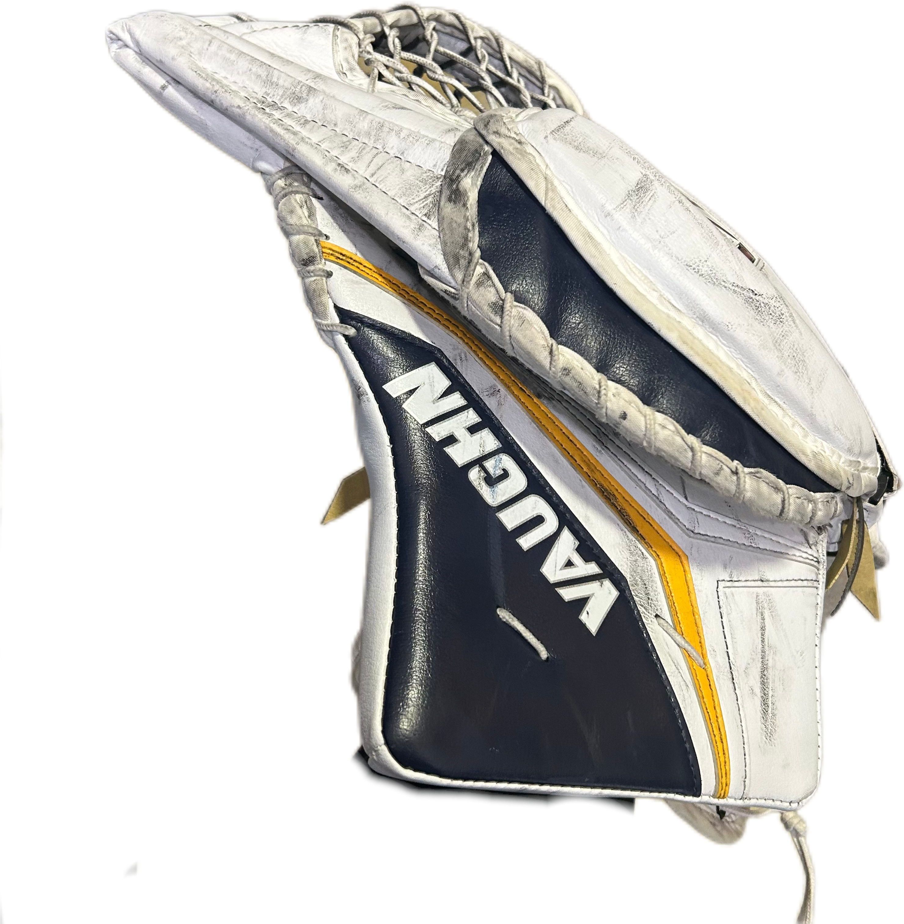 Vaughn Velocity V10 - Gant de gardien de but Pro Stock d'occasion (blanc/bleu marine/jaune) n° 2