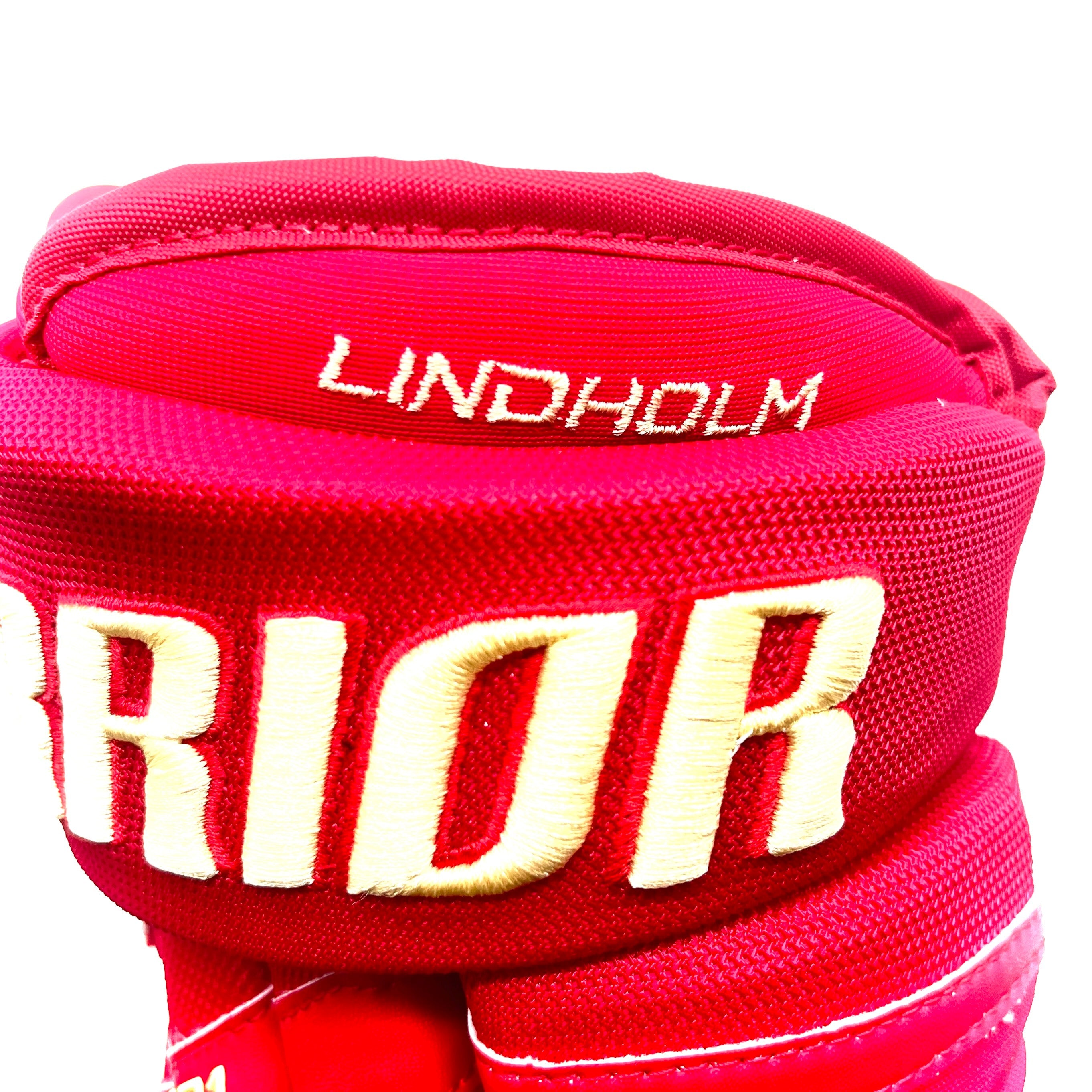 Warrior Covert QR1 Pro – Gant professionnel NHL – Elias Lindholm (héritage rouge/or)