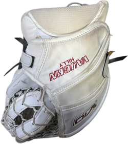 Vaughn Velocity V10 - Ensemble complet de gardien de but Pro Stock d'occasion (blanc/bleu marine/jaune)