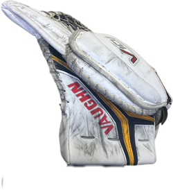 Vaughn Velocity V10 - Used Pro Stock Goalie Glove (White/Navy/Yellow)