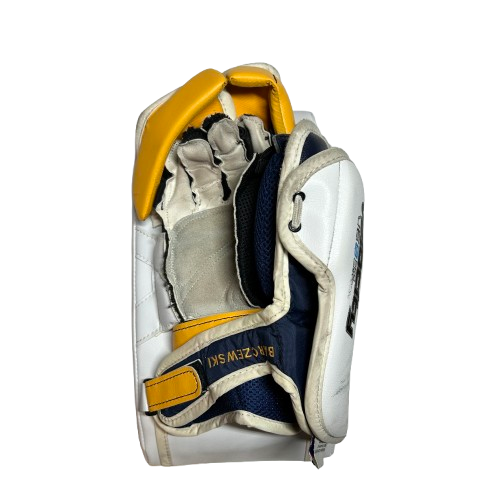 Bloqueur de gardien Vaughn Velocity VE8 Pro Carbon d'occasion (blanc/jaune/bleu)