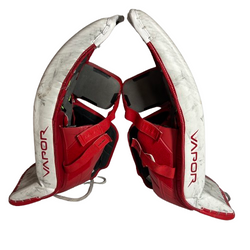 Bauer Vapor Hyperlite - Jambières de gardien Pro Stock d'occasion (blanc/rouge)