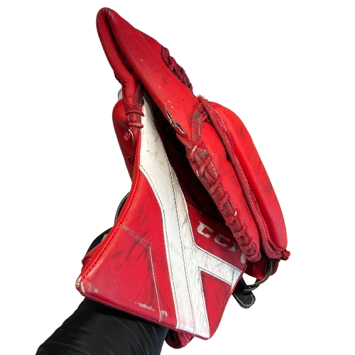 CCM Axis - Gant de gardien de but Pro Stock d'occasion (rouge/blanc)