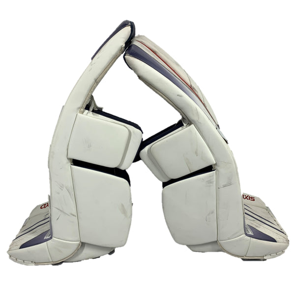 CCM AXIS - Used Pro Stock Goalie Pads (White/Blue/Red)