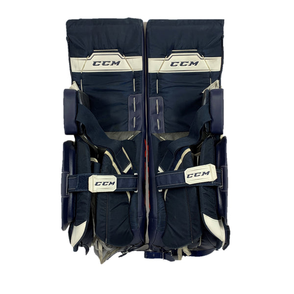 CCM AXIS - Used Pro Stock Goalie Pads (White/Blue/Red)