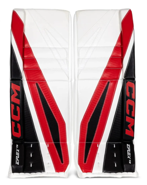 CCM Extreme Flex 7.9 - Intermediate Goalie Pads (White/Red/Black)