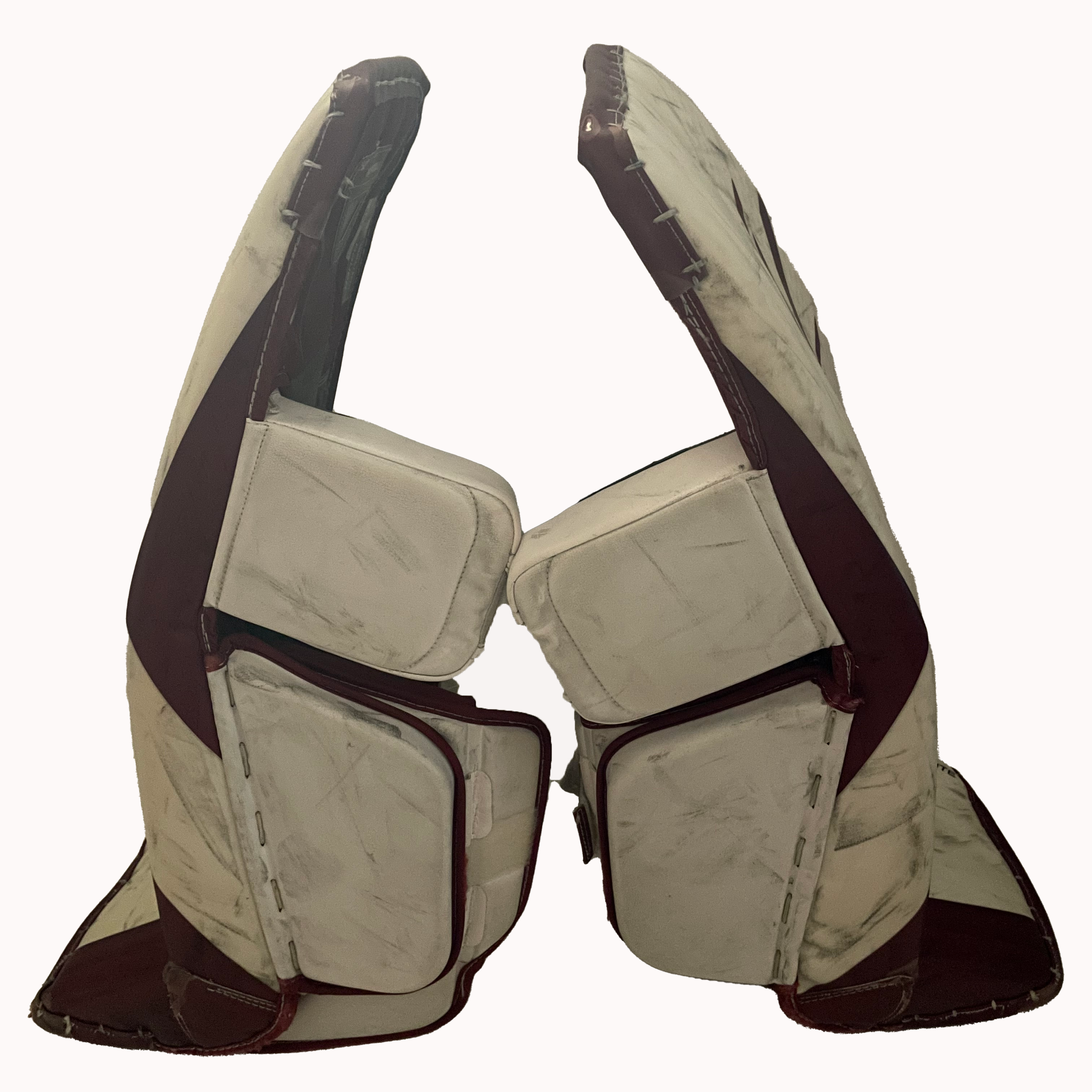 Bauer Vapor Hyperlite - Jambières de gardien senior Pro Stock d'occasion (blanc/marron)